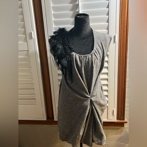 Grey Real Feathers Dress